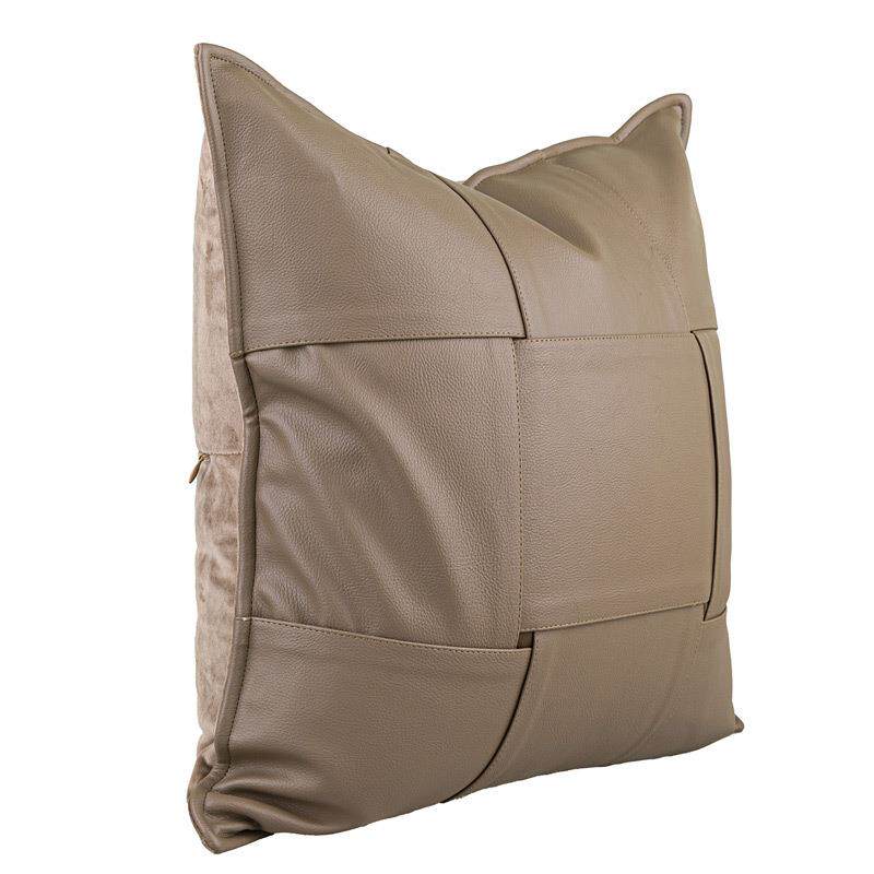 现代轻奢工FIL高档客厅沙发抱枕灰咖皮革手编织靠枕靠展厅别墅大