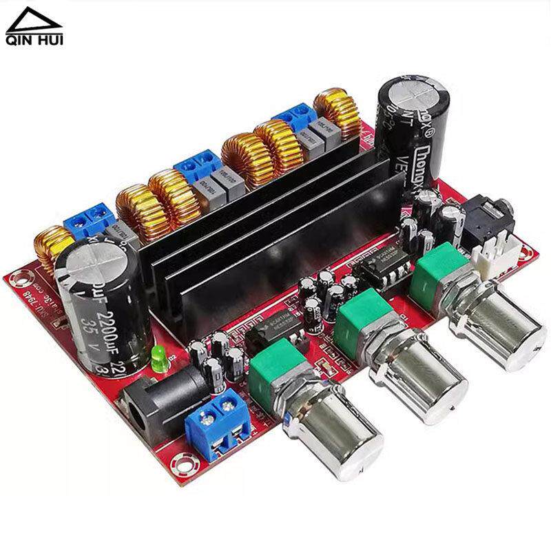 重低音2.1声道数字功放板宽2*50W+100W电压DC12V-24V音频放大模块