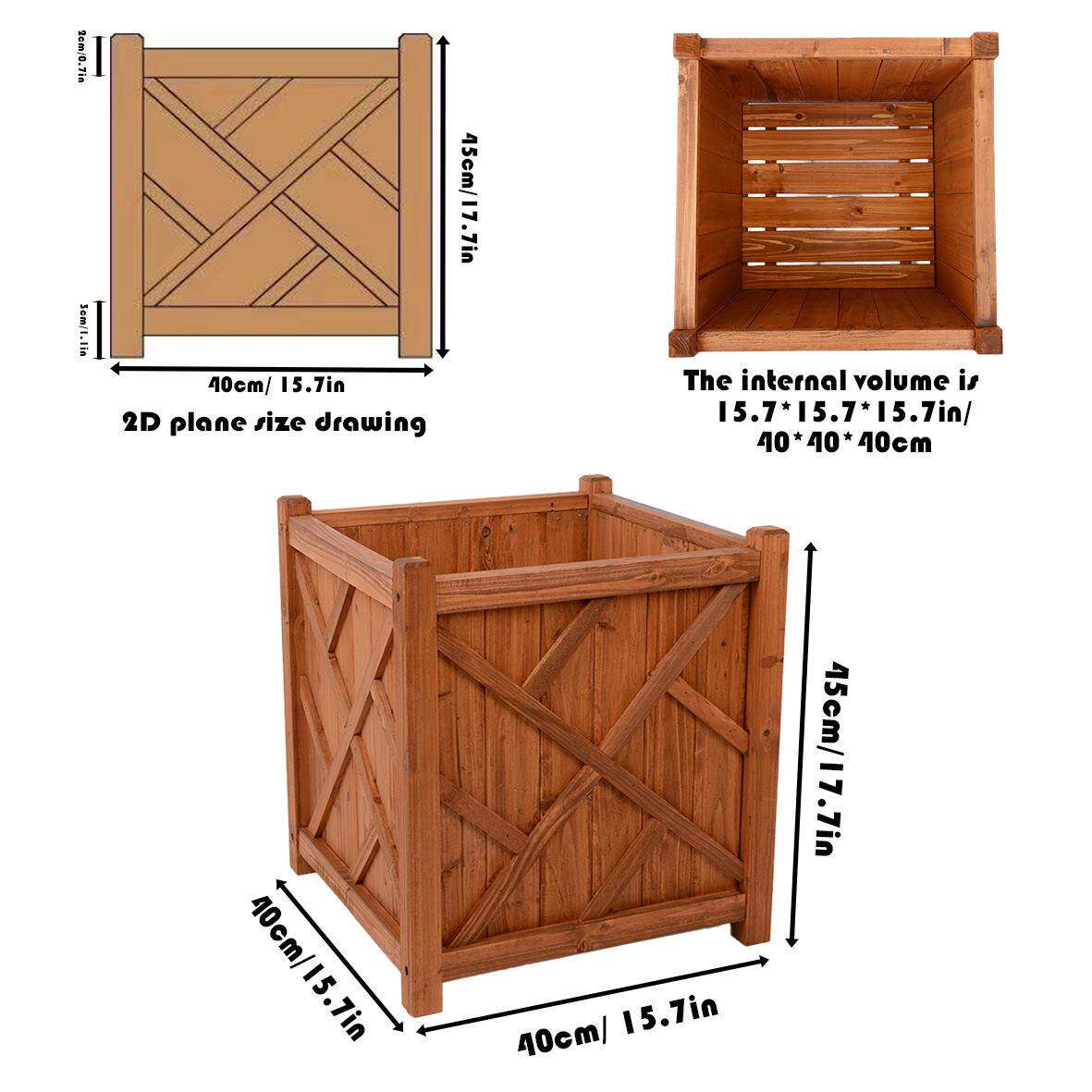 实木花盆大口径大号户外木制防腐种菜箱木质阳台种菜盆自带排水口