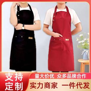 跨境可调节广告耐脏围裙背带围腰广告加厚围裙印字工作服一件起批