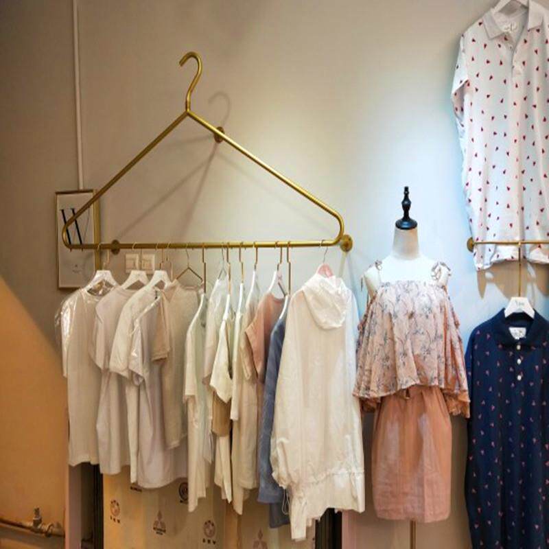 订制服装店礼服婚纱展示架上墙壁挂衣架金色简约女装童装衣服货架