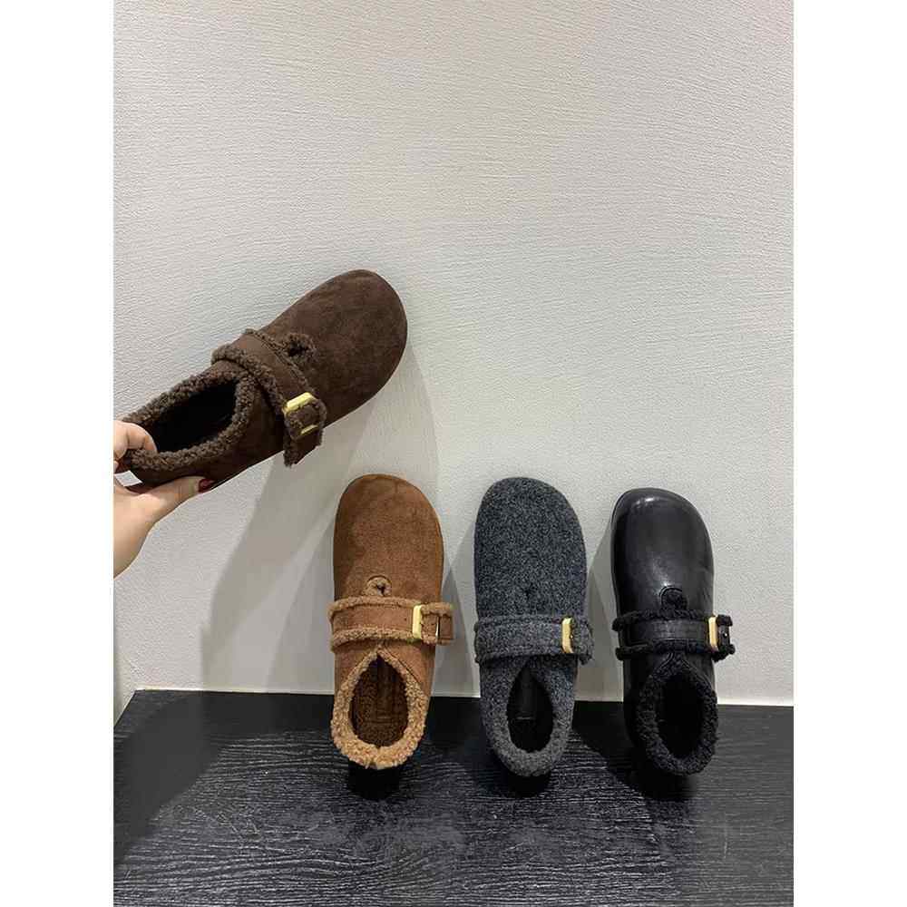 覆古平底全包加绒勃肯鞋女2026春秋新款保暖乐福鞋一脚蹬棉0115w,女鞋,勃肯鞋/软木鞋,淘宝优惠券,粉丝福利购,淘宝优惠卷