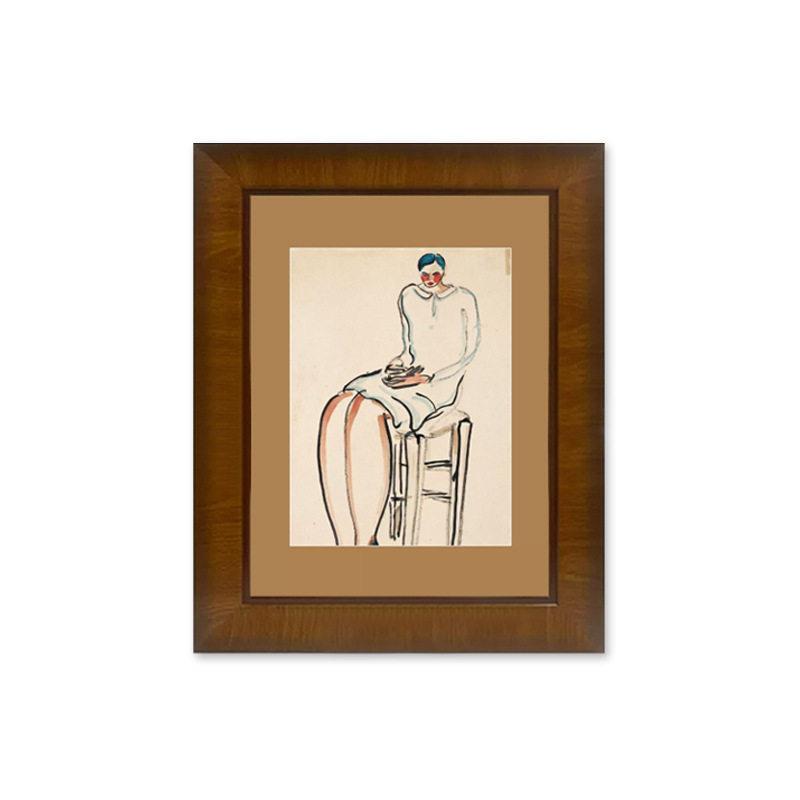 法式常玉素描法式复古风装饰画客厅餐厅中古小众艺术挂画玄关壁画