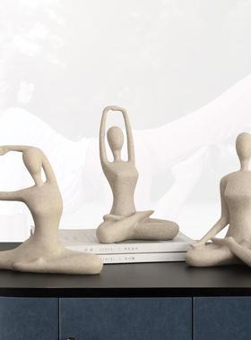 北欧砂岩瑜伽运动人装饰摆件客厅餐厅电视机柜健康会所装饰摆件