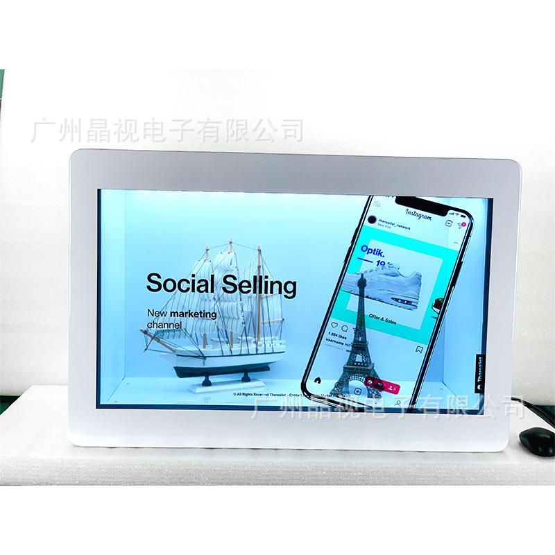 厂家销展32JS320寸透明明展示柜透明屏透明液晶屏直柜触摸透屏展