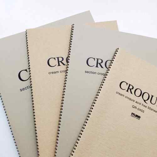 日本MUSE素描速写本铅笔粉笔木碳用纸 croquis奶油方格草图绘图纸