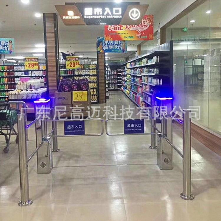 台州超市入口自动感应门单向围栏摆闸不锈钢立式智能通道门禁摆匝
