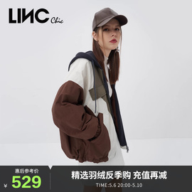 LINCCHIC金羽杰拼色轻薄短款羽绒服女冬季外套女秋冬款Y22802008