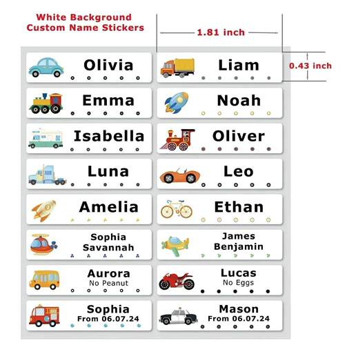 60pcs Custom Waterproof Name Labels for Kids Personalized St
