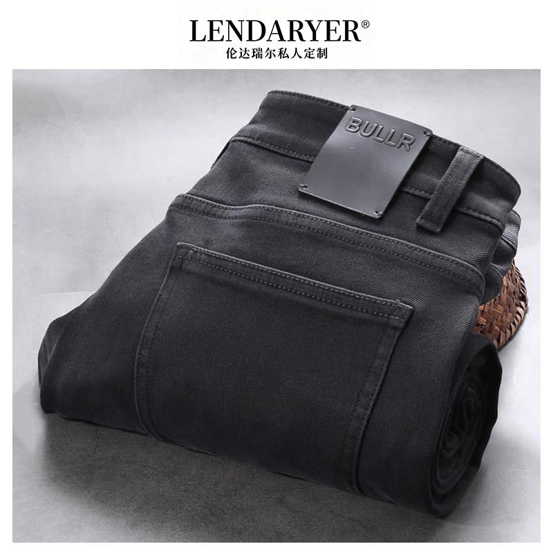 LENDARYER牛仔裤男2025秋冬季内里磨毛高克重绵密细斜纹直筒长裤