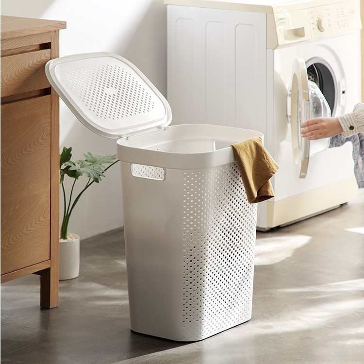 大容量卫生间脏衣服收纳筐家用浴室脏衣物带盖脏衣娄仿藤编脏衣篮