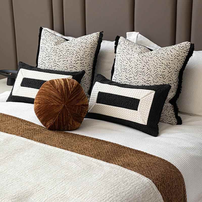 现代极简样板间床品软装售楼部民宿酒店床上用品多件套黑白咖色