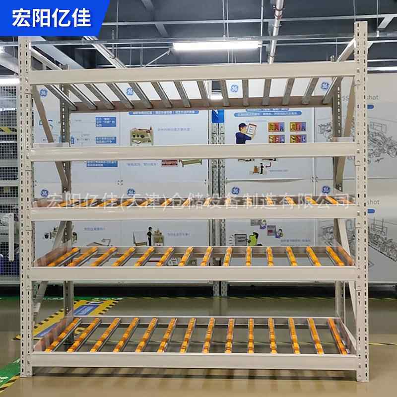 钣金流利式架滑移铁架滚筒货架天津厂家流利条储物架子重型