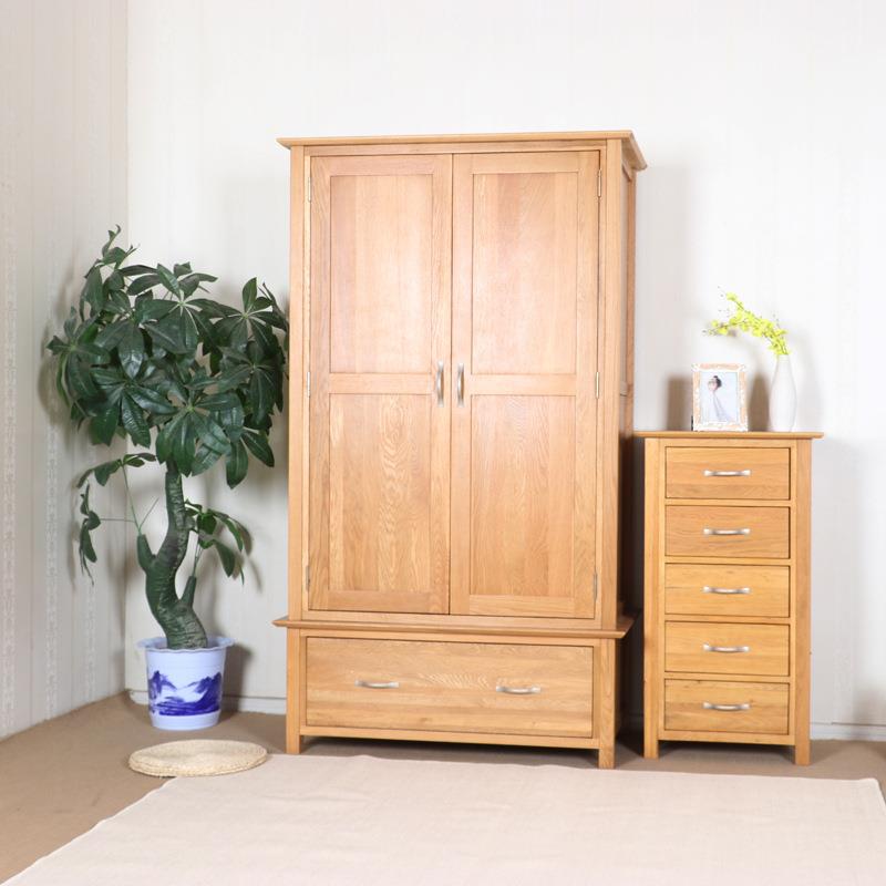 厂家直销新款实木全家具两门950*560*一两抽衣柜一衣柜挂衣橱门抽