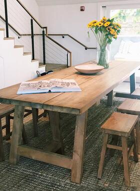 严选北欧桌实木餐别复墅古简约大长桌家用美式桌椅餐组合wyy20240