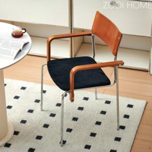 ZOOI HOME瑟芬椅中古椅子家用客厅小户型包豪斯风实木带扶手餐椅