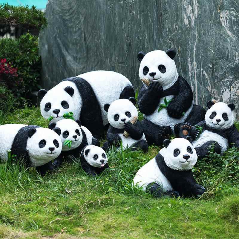 玻户璃仿钢雕塑2020WA01园真动物大熊猫摆件外园林景区幼儿阳台花