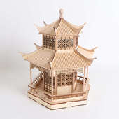 饰品书房房间样建筑软木质中式 复古新版 房子书柜摆件凉亭隔断装