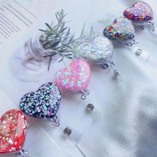 Badge Retractable Holder Alligator Clip Love Swivel Heart
