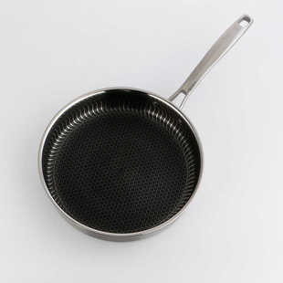 26CM新款不锈钢不粘平底全屏满花煎锅批发 无油烟平底锅煎盘锅具