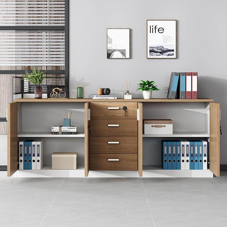 现代简约文件柜矮柜办公室储物柜抽屉带锁资料柜落地柜茶水柜木质