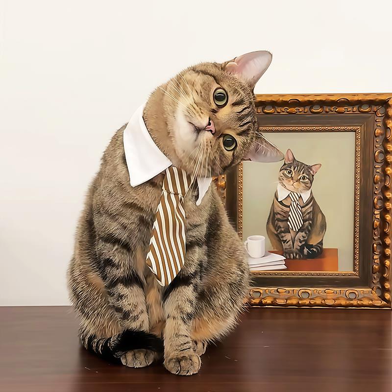 猫咪条纹领带领结装饰装扮宠物狗衣服项圈围脖围巾假领子口水巾