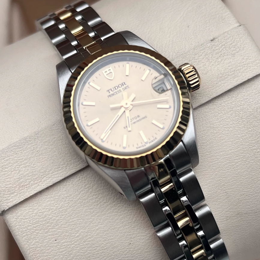 经典款9.8新 帝舵公主系列精钢18K金自动机械腕表22MM女表92513