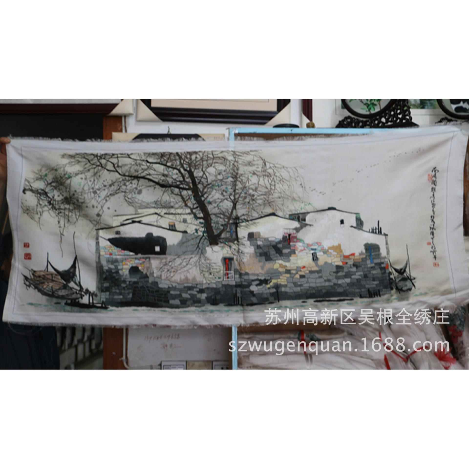 苏绣绣片客厅办公室会客室装饰画苏州手工刺绣挂画水乡厂家生产