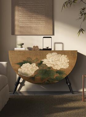 宋卧式玄美学实木关柜餐边柜复古牡半圆收纳柜丹新中式室FHC储物