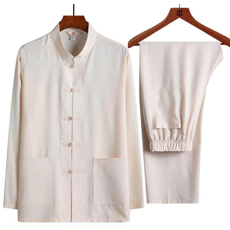 高档麻长袖装男休闲衬衫中老年春棉夏季薄唐款爸爸中国装风爷爷太,男装,唐装,淘宝优惠券,粉丝福利购,淘宝优惠卷