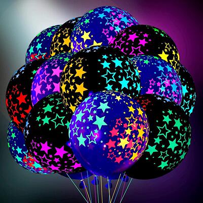 Happy Birthday Neon Glow Balloons Glow in Blacklight Fluores