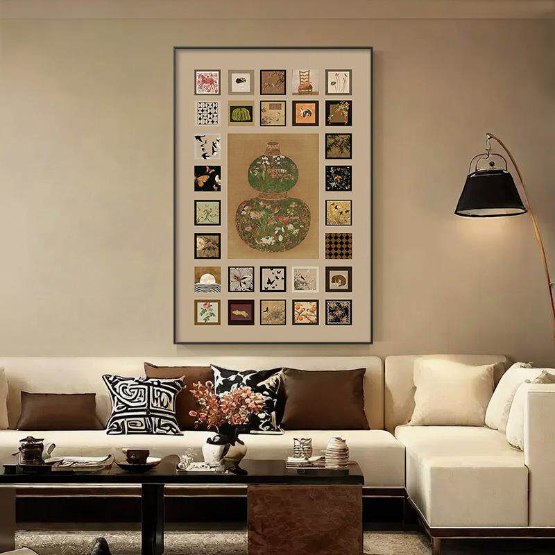 2026新款法式落地画复古墙画中古风玄关挂画客厅装饰画高级感壁画