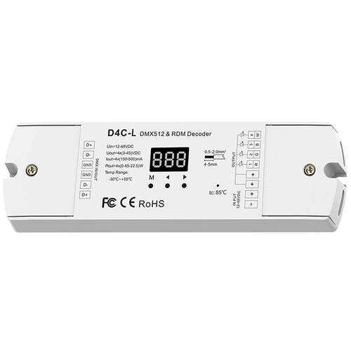 D4C-L 4通道恒流DMX512 RDM解码器 4*3-45V350-1200ma 216W数显