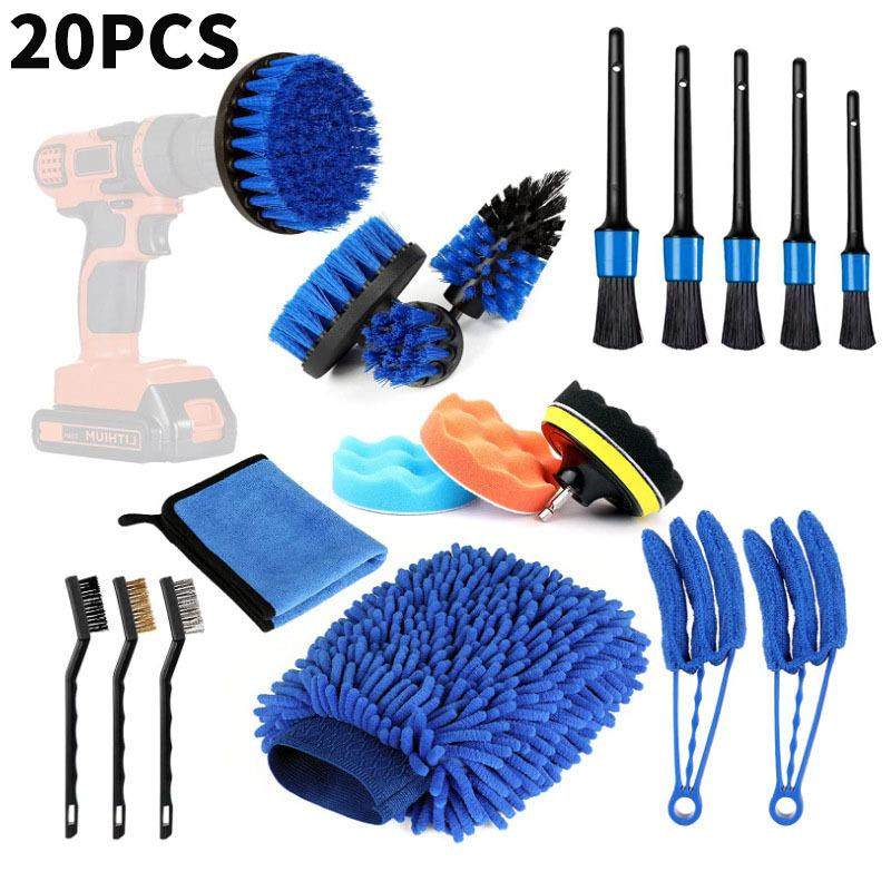 跨境热卖汽车清洁电钻刷轮毂内饰缝隙清洁刷20件套轮胎刷头洗车刷,模玩/动漫/周边/娃圈三坑/桌游,模型制作工具/辅料耗材,淘宝优惠券,粉丝福利购,淘宝优惠卷