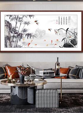 竹报平安中式客厅装饰画国画水墨竹子画挂画餐厅壁画办公室背景画