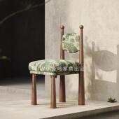 法式 中古轻奢高级感创意诧寂饭厅睡莲餐椅 覆古实木餐椅设计师法式