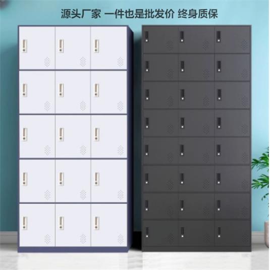 窄边彩色多门更衣柜办公室员工柜衣物存放柜宿舍换衣柜美发店存包