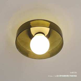 北欧现代简约孟菲斯吸顶灯法式 复古玻璃灯入户玄关衣帽间阳台灯具