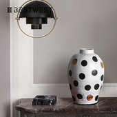 大号波点艺术大肚陶瓷花瓶摆件家居样板间客厅软装 Best west 瓷器