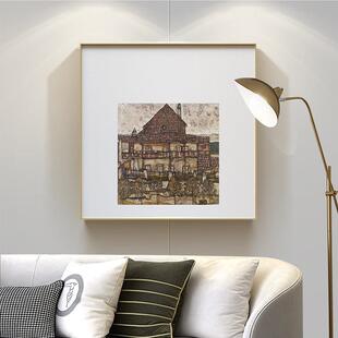 小镇 席勒埃贡抽象艺术画现代轻奢客厅背景墙画简约餐厅多联挂画