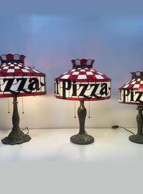 汇璟蒂凡尼灯具 彩色玻璃装饰欧洲台灯字母pizza图案实用简约台灯