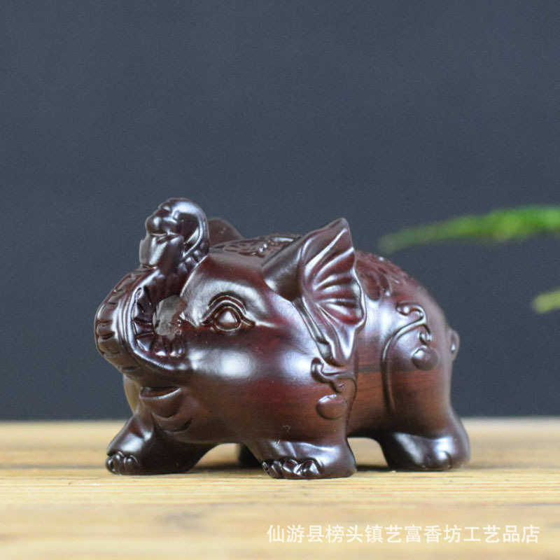 新款黑檀木大象木雕工艺品实木雕刻小象办公家居饰品客厅摆设礼品