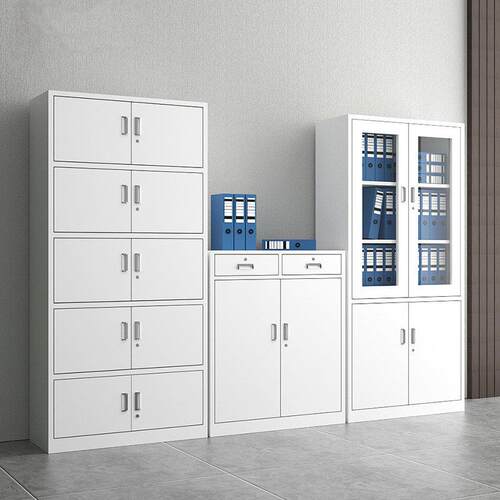 办公室落地文件柜铁皮资料档案凭证柜储物收纳柜矮柜带锁抽屉柜子