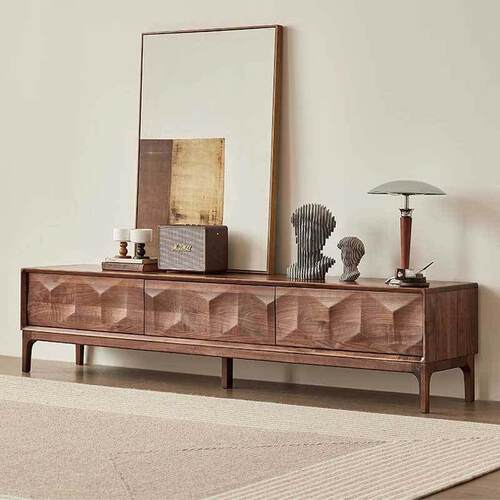 北美黑胡桃实木电视柜北欧现代简约樱桃木电视柜客厅地柜收纳柜