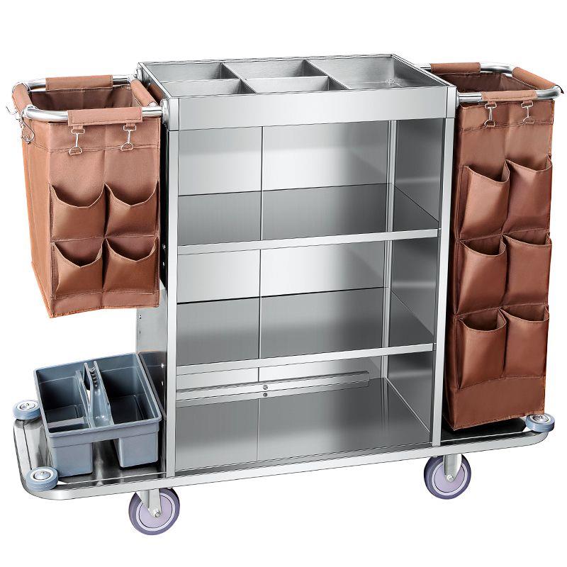 酒店宾馆客房不锈钢多功能手推布草车保洁清洁车客房口工作服务车