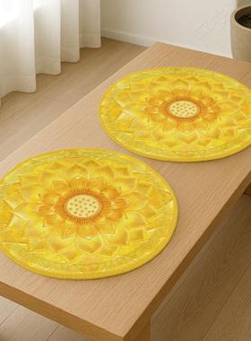 金黄色莲花坐垫多功能黄色圆形垫子黄色圆形坐垫金色圆形坐垫椅垫