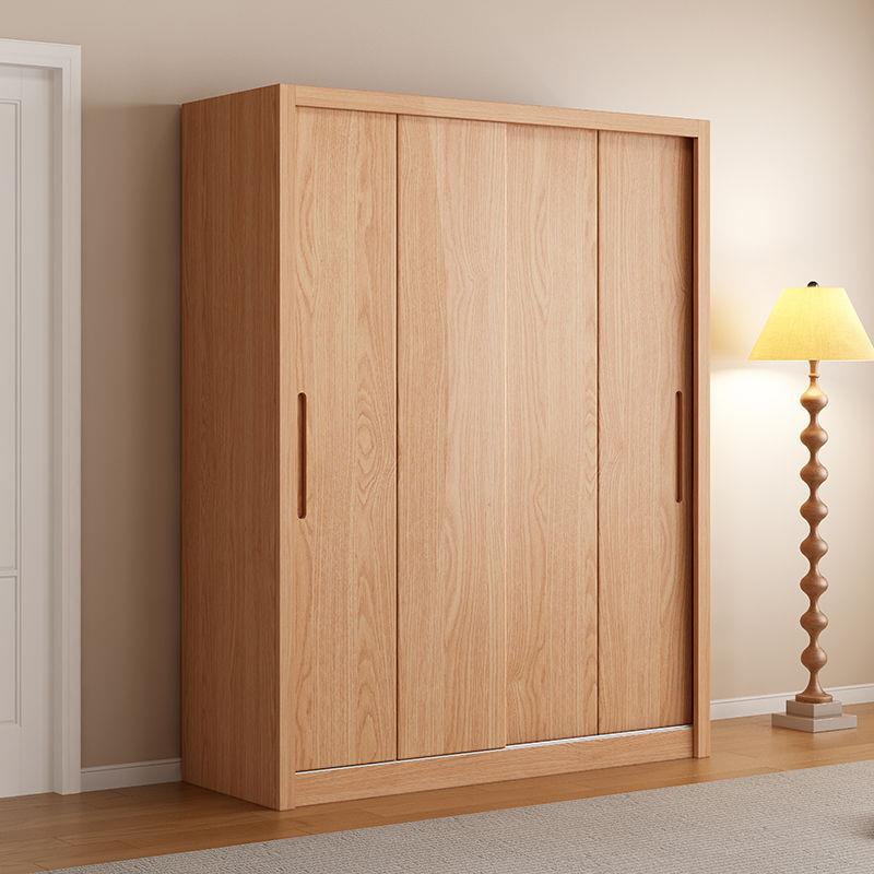 全木松木推拉衣柜现儿代原木童衣橱柜简易衣柜家用卧BAC门室储实