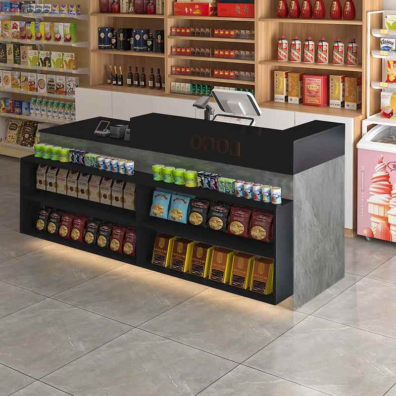 柜展拐角吧台桌超市收银台铺文具店小型柜台转角前台便利店示接待