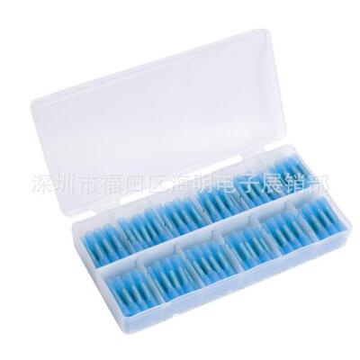 180pcs绝缘热缩对接线电气卷曲端子连接器16-14AWG蓝色