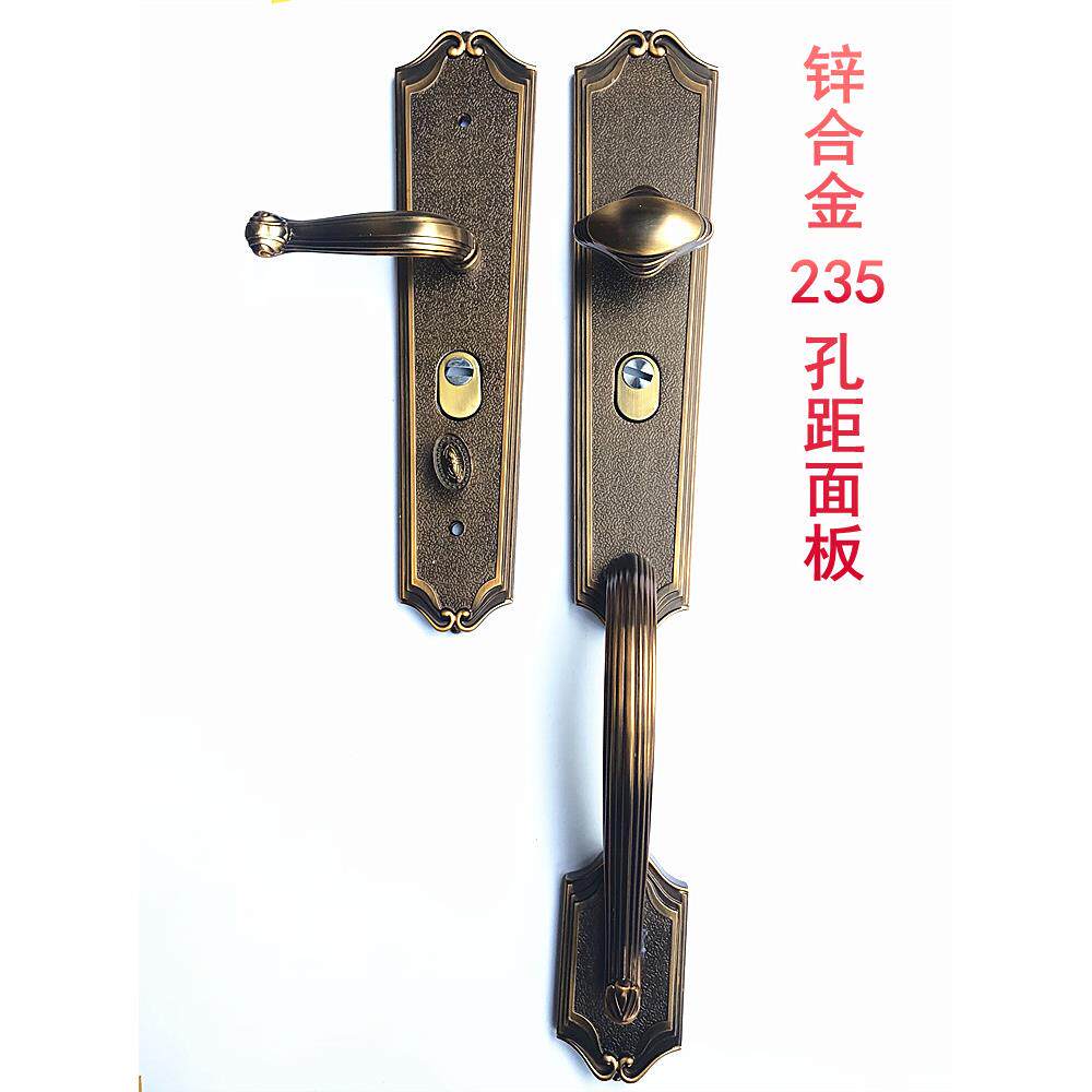 豪华防盗门别墅门黄古铜实心把手 仿铜大拉手 锌合金执手仿古面板
